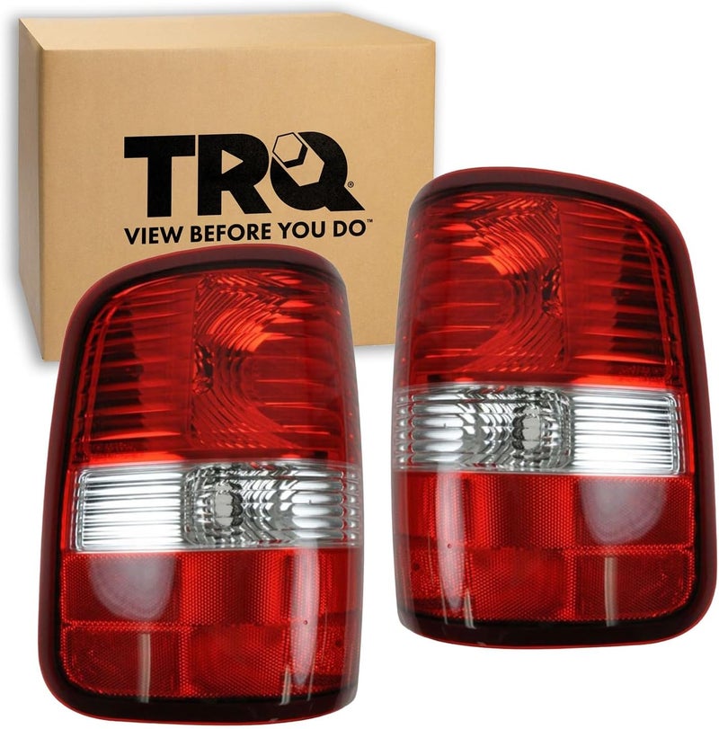 TRQ 2 Piece Driver & Passenger Side Tail Light Assembly Set Compatible with 2004-2008 Ford F150 Truck With Fleetside Bed FO2800182 FO2801182 - Image 1